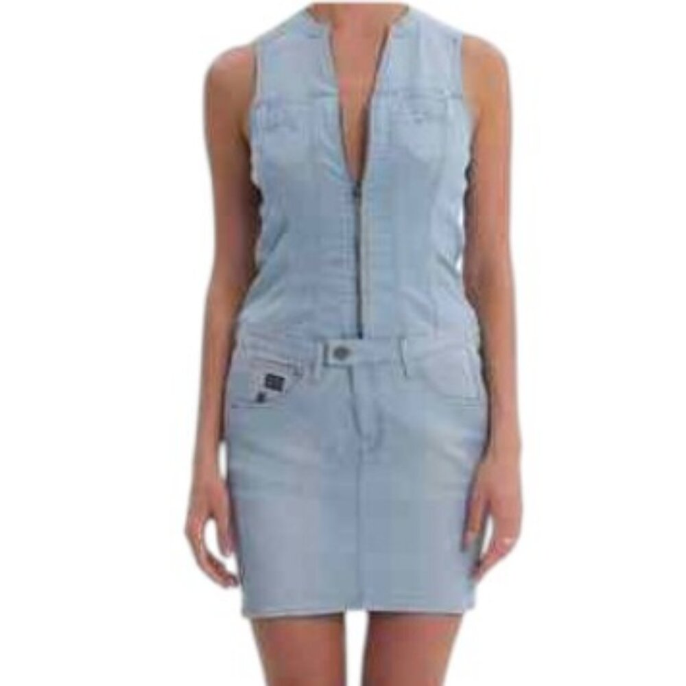 G-Star Raw light wash sleeveless mini denim dress size S